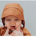Baby Bonnet with Brim - Linen Blend Tie-Up Sun Hat, One Size