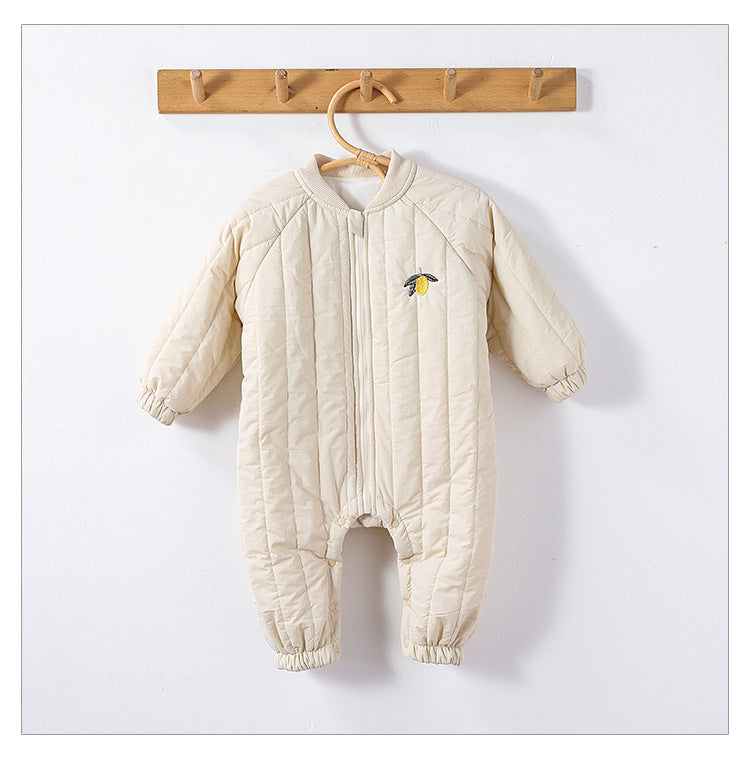 Padded Baby Snowsuit - Zip Up Wadded All-in-One with Back Embroidery, 3 to 24 Months