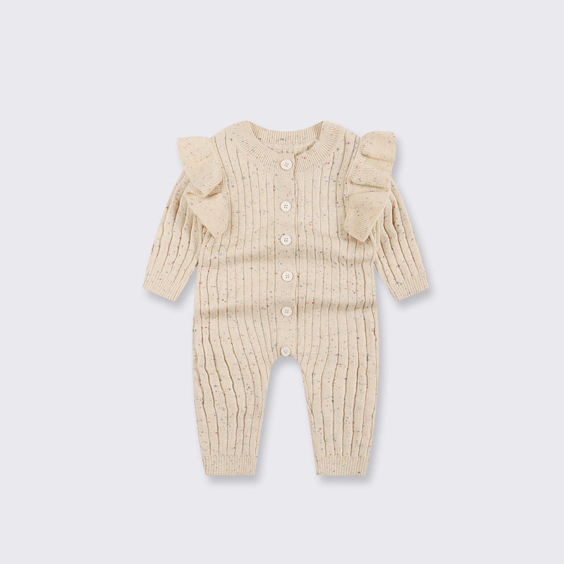 Knitted Baby All-in-One - Flecked Cotton Pull On Romper, 0 to 24 Months