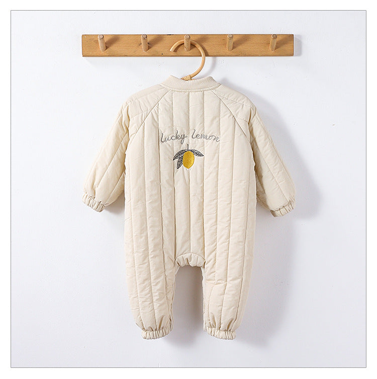 Padded Baby Snowsuit - Zip Up Wadded All-in-One with Back Embroidery, 3 to 24 Months