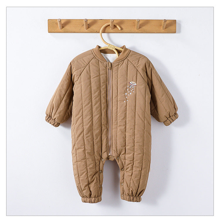 Padded Baby Snowsuit - Zip Up Wadded All-in-One with Back Embroidery, 3 to 24 Months