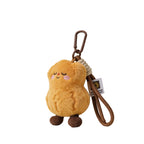 Plush Pear Bag Charm – Smiling Fruit Keyring on Cord and Carabiner, 12 cm