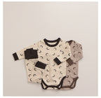 Cotton Two Piece Baby Set - Long Sleeve Top and High Waist Trousers, 0 to 12 Months