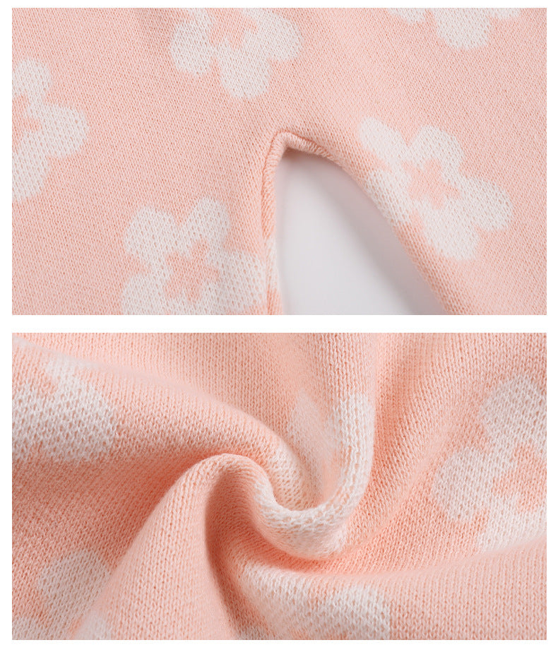 Hooded Knitted Baby All-in-One - Sherpa Lined Zip Up Romper with Ears, 0 to 24 Months