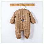 Padded Baby Snowsuit - Zip Up Wadded All-in-One with Back Embroidery, 3 to 24 Months