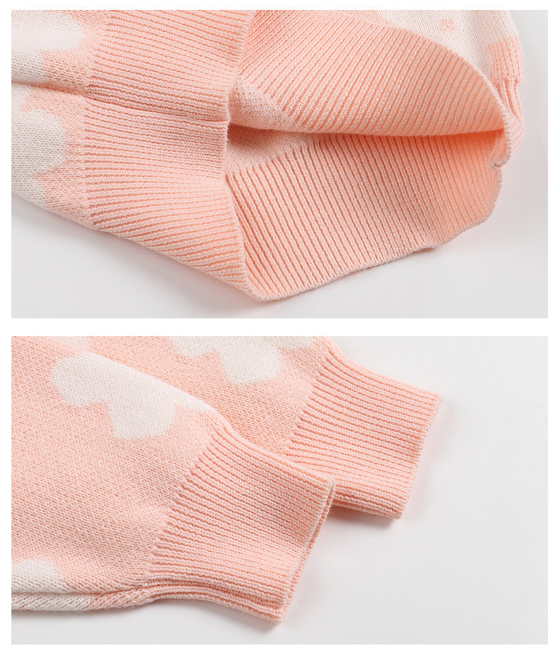 Cotton Knitted Jumper for Girls - Flower Stitch Pull On Top, 18 Months to 6 Years