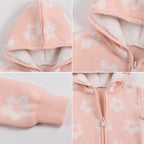 Hooded Knitted Baby All-in-One - Sherpa Lined Zip Up Romper with Ears, 0 to 24 Months