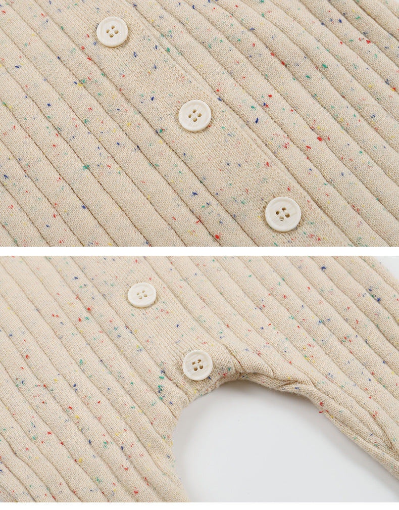 Knitted Baby All-in-One - Flecked Cotton Pull On Romper, 0 to 24 Months