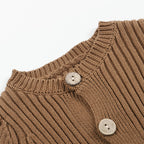 Knitted Baby Bodysuit - Long Sleeve Short Leg Cotton Romper, 0 to 24 Months