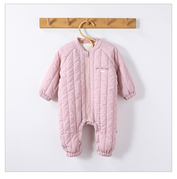 Padded Baby Snowsuit - Zip Up Wadded All-in-One with Back Embroidery, 3 to 24 Months