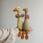 Polyester Goose Soft Toy - Embroidered Daisies and Gingham Bow, 32cm, 0 to 3 Years