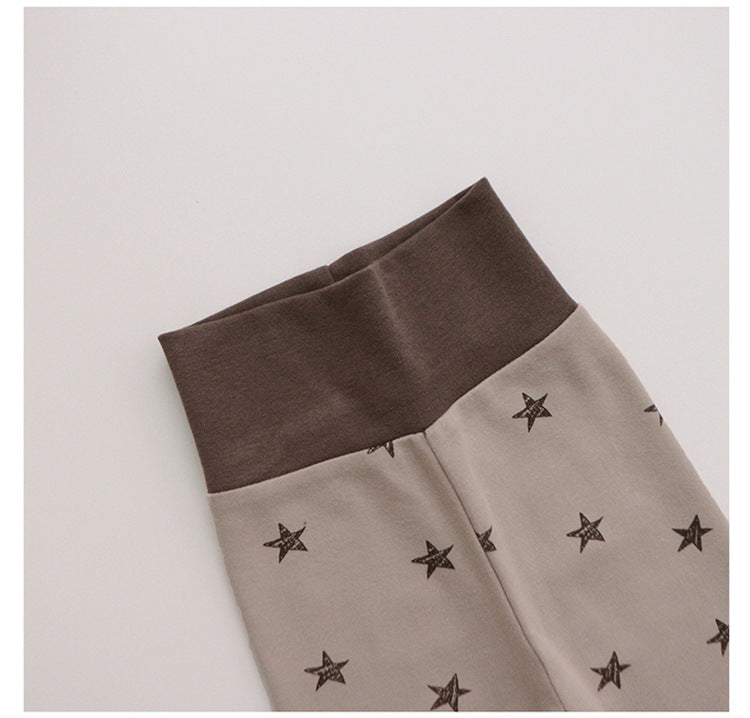Cotton Two Piece Baby Set - Long Sleeve Top and High Waist Trousers, 0 to 12 Months