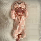 Hooded Knitted Baby All-in-One - Sherpa Lined Zip Up Romper with Ears, 0 to 24 Months