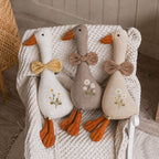 Polyester Goose Soft Toy - Embroidered Daisies and Gingham Bow, 32cm, 0 to 3 Years