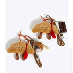 Plush Croissant Bag Charm – Smiling Pastry Keyring, 14 cm, PP Cotton, Three Versions