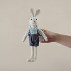 Bunny Doll with Long Legs – Fabric Rabbit in a Pinafore, 22 cm, Ages 0–3