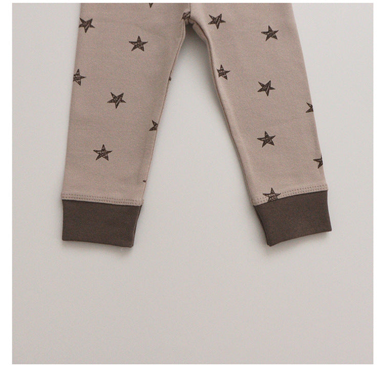 Cotton Two Piece Baby Set - Long Sleeve Top and High Waist Trousers, 0 to 12 Months