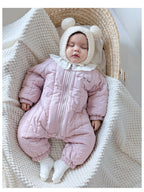 Padded Baby Snowsuit - Zip Up Wadded All-in-One with Back Embroidery, 3 to 24 Months
