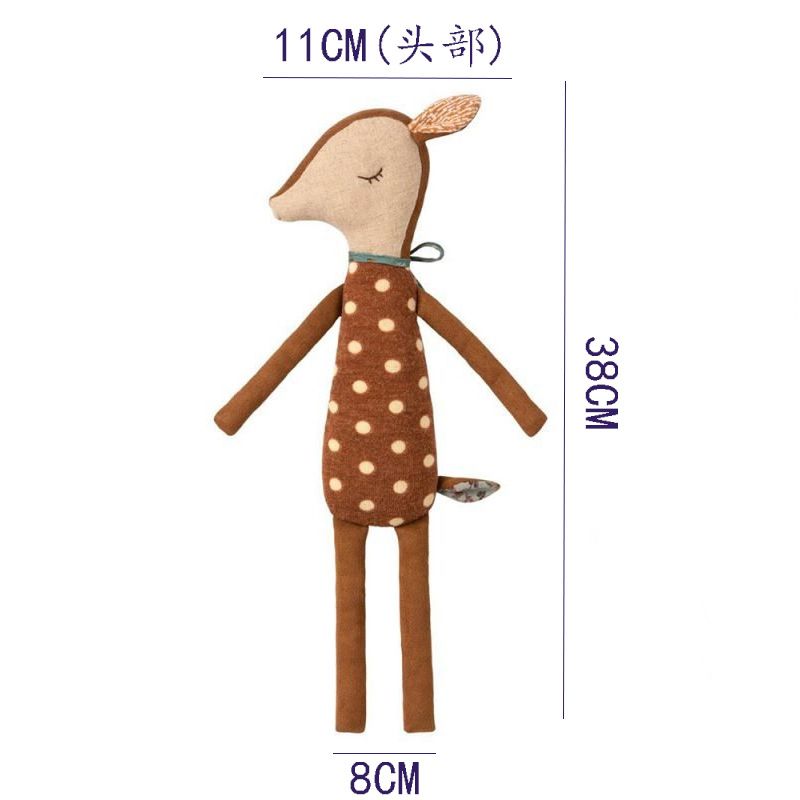 Deer Soft Toy – Spotted Fawn Fabric Doll with Ribbon Collar & Embroidered Face | 38 cm