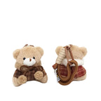 Plush Bear Bag Charm – Caped Teddy in a Checked Cape on a Braided Cord, 19 cm Drop, Two Colours