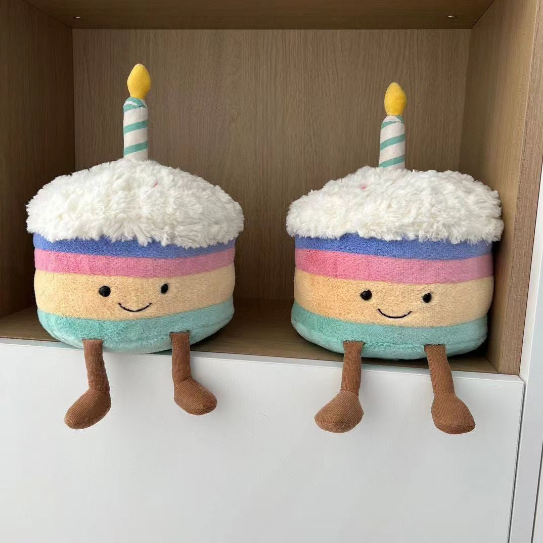 Birthday Cake Plush Toy – Cute Stuffed Food Character