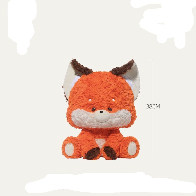 Fox Plush Toy with Oversized Head – Soft Stuffed Sitting Fox Doll | 38 cm