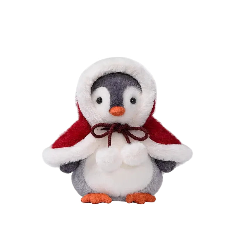 Penguin Plush Toy in Little Red Riding Hood Cloak – Soft Stuffed Animal Doll | 18 cm