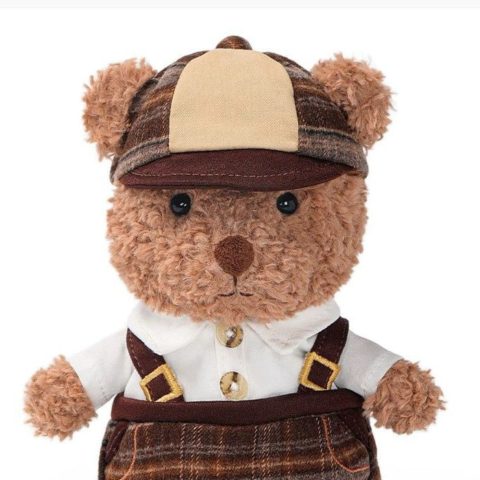 Detective Teddy Bear Plush Toy – Soft Curly Fur Bear Doll in Outfit | 18 cm