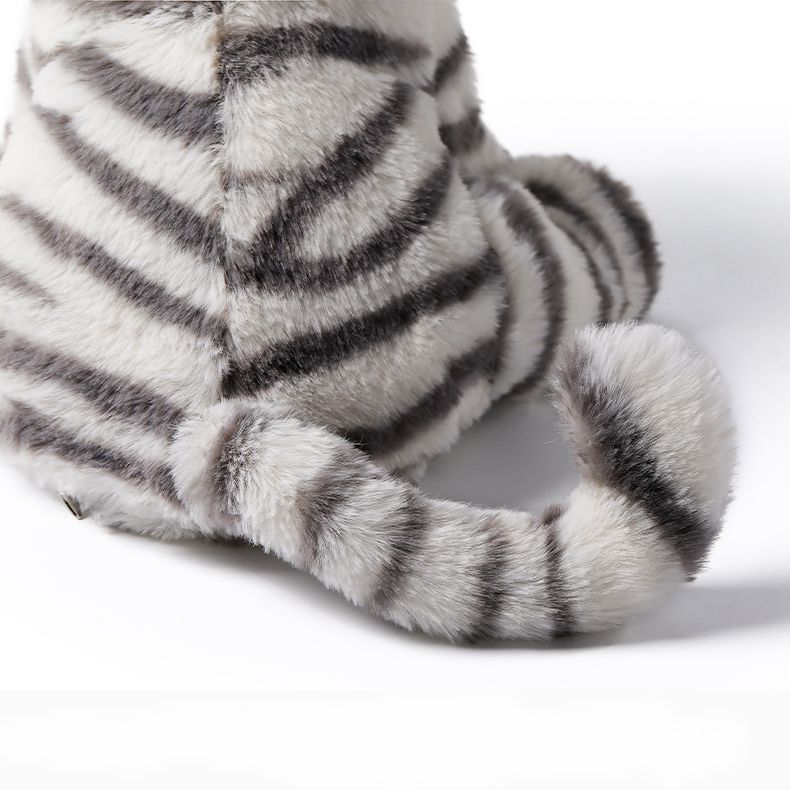 White Tiger Plush Toy – Soft Stuffed Sitting Tiger with Striped Tail | 18, 25, 36 & 55 cm