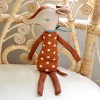 Deer Soft Toy – Spotted Fawn Fabric Doll with Ribbon Collar & Embroidered Face | 38 cm