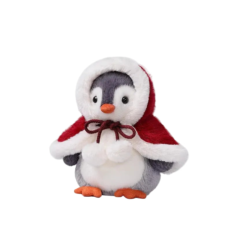 Penguin Plush Toy in Little Red Riding Hood Cloak – Soft Stuffed Animal Doll | 18 cm