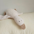 Curly-textured 45 cm plush goose with long neck and orange beak in off-white – view 6 of 13