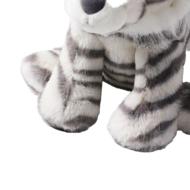 White Tiger Plush Toy – Soft Stuffed Sitting Tiger with Striped Tail | 18, 25, 36 & 55 cm