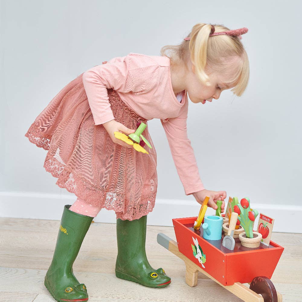Wooden Garden Wheelbarrow Set - 9 Pieces