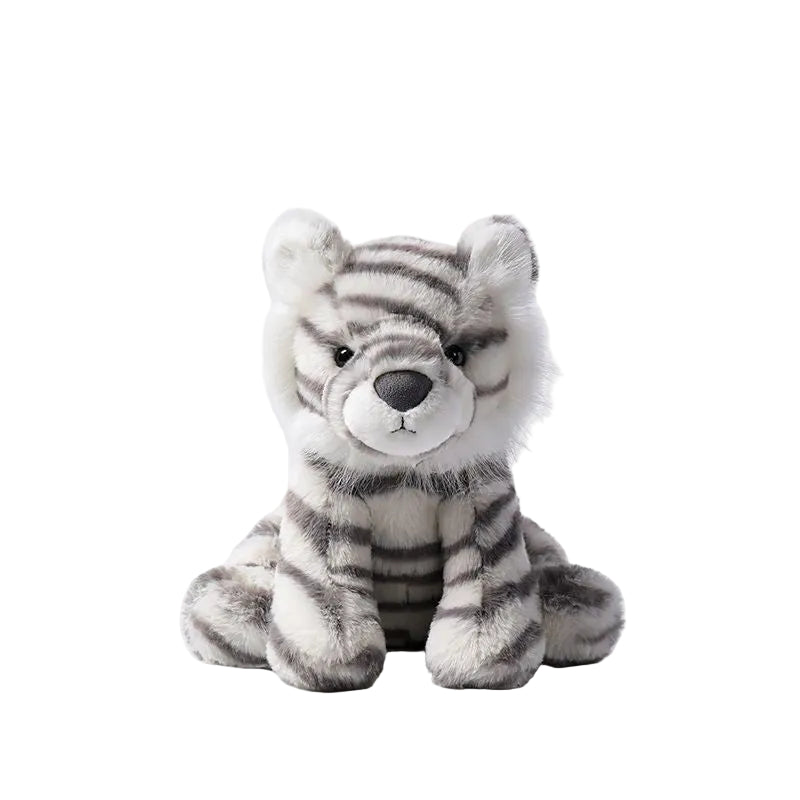 White Tiger Plush Toy – Soft Stuffed Sitting Tiger with Striped Tail | 18, 25, 36 & 55 cm