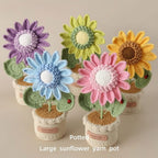 Handmade Crochet Potted Sunflower – Knitted Yarn Flower Decoration