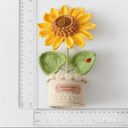 Handmade Crochet Potted Sunflower – Knitted Yarn Flower Decoration