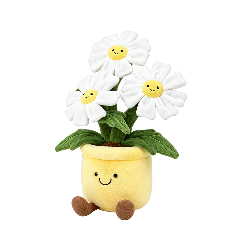 Flower Pot Plush Toy – Soft Daisy Stuffed Doll with Smiling Face | 30 cm