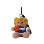 Plush Bear Bag Charm – Teddy in Knitted Hat Holding a Basketball, 17 cm, Four Colours