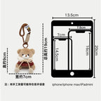 Plush Bear Bag Charm – Caped Teddy in a Checked Cape on a Braided Cord, 19 cm Drop, Two Colours
