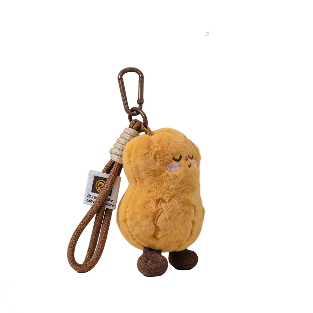 Plush Pear Bag Charm – Smiling Fruit Keyring on Cord and Carabiner, 12 cm