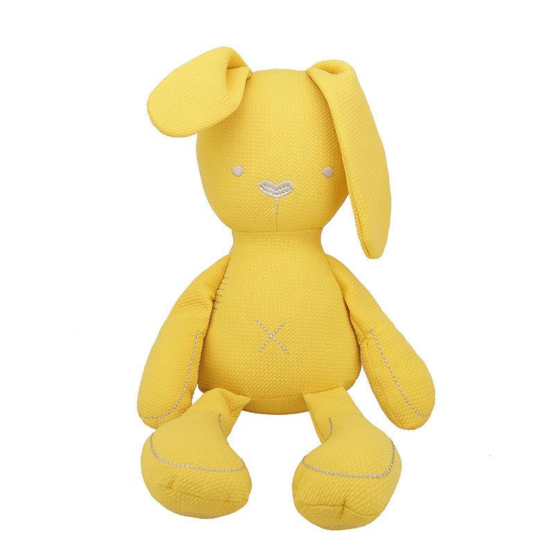 Long-limbed fabric bunny comforter doll with floppy ears and X-shaped tummy stitch – view 2 of 10