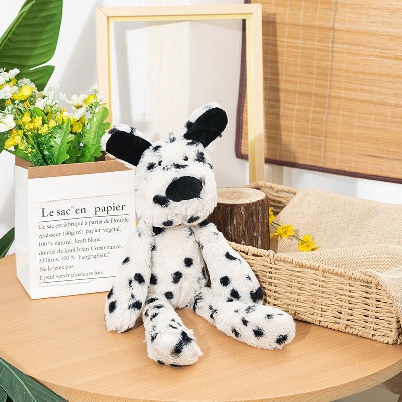 Floppy long-limbed plush animal soft toy with characterful face – Dalmatian