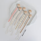 Floral Ribbon Dummy Clip – Lace Edge Soother Holder with Beech Wood Clip | 28.5 cm | 7 Designs