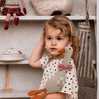 Polyester Goose Soft Toy - Embroidered Daisies and Gingham Bow, 32cm, 0 to 3 Years