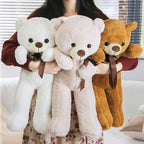 Large 80cm teddy bear with cream muzzle, brown neck ribbon and Love heart chest patch – view 3 of 9