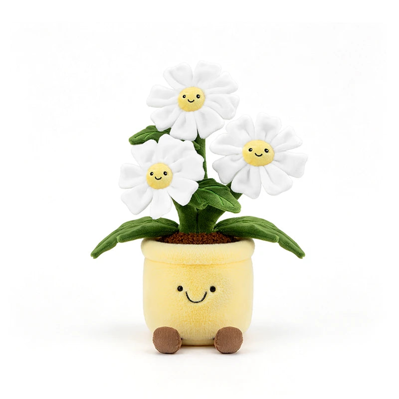 Flower Pot Plush Toy – Soft Daisy Stuffed Doll with Smiling Face | 30 cm