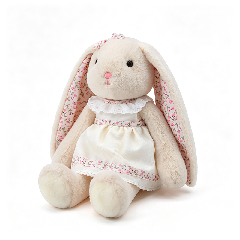 Lop-Eared Rabbit Plush Doll with Floral Dress – Soft Bunny Toy | 25 cm & 30 cm