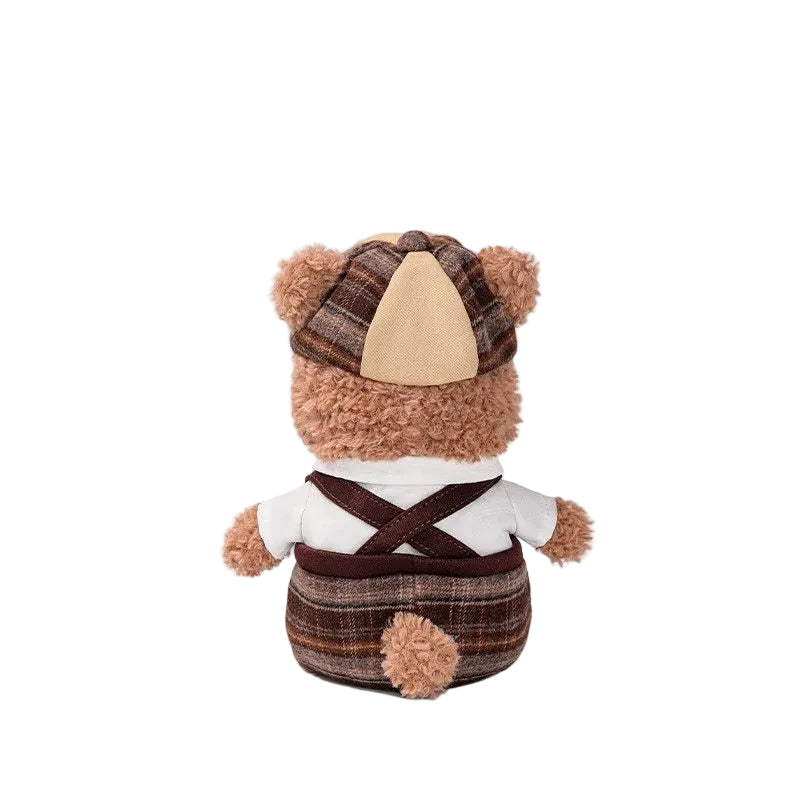 Detective Teddy Bear Plush Toy – Soft Curly Fur Bear Doll in Outfit | 18 cm