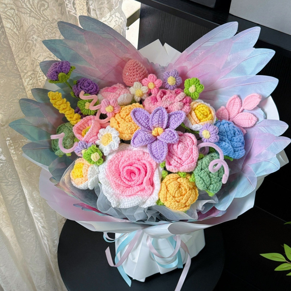 Handmade Crochet Flower Bouquet – Knitted Floral Gift